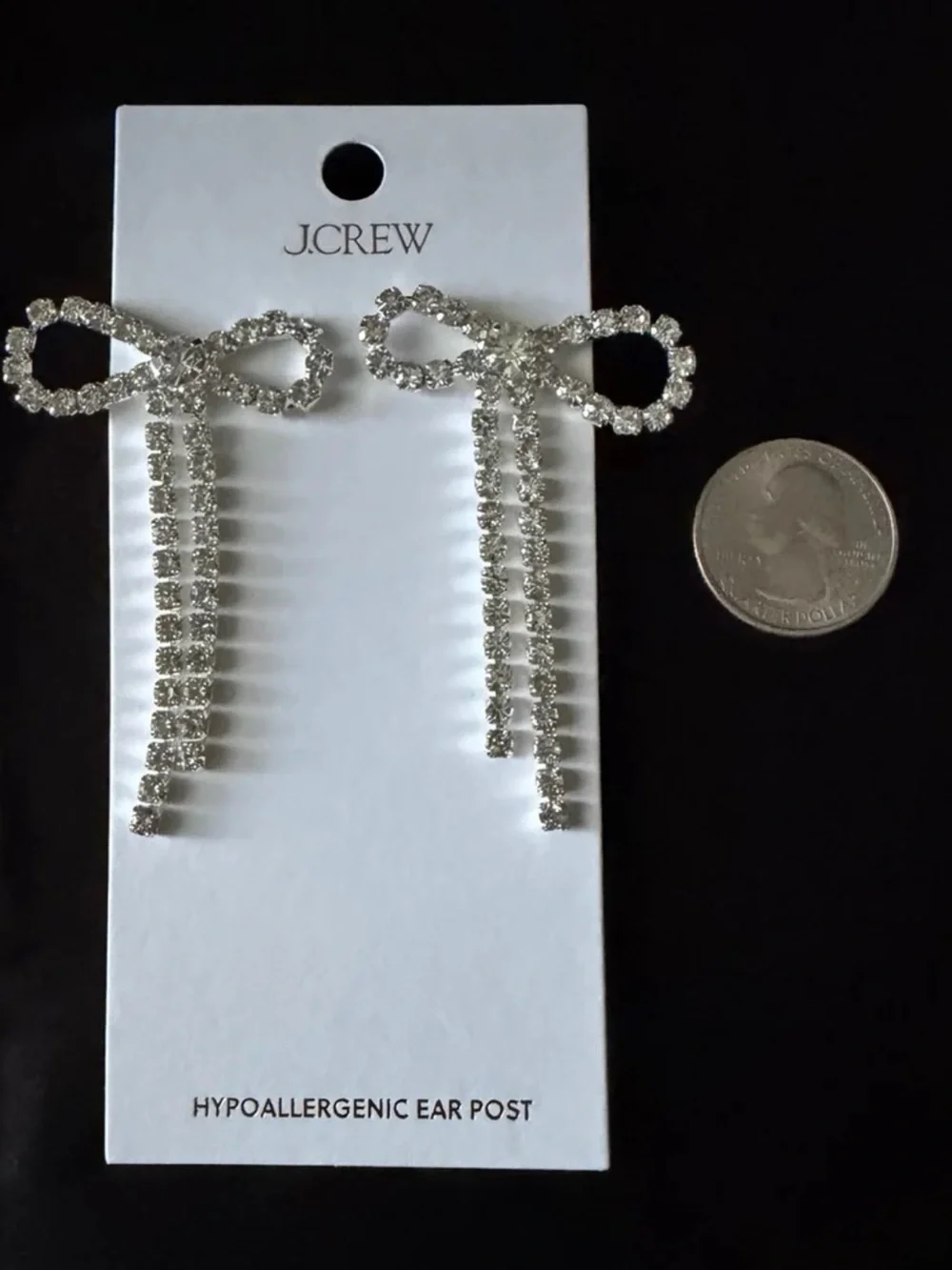NWT J. Crew Factory Crystal Bow Statement Earrings